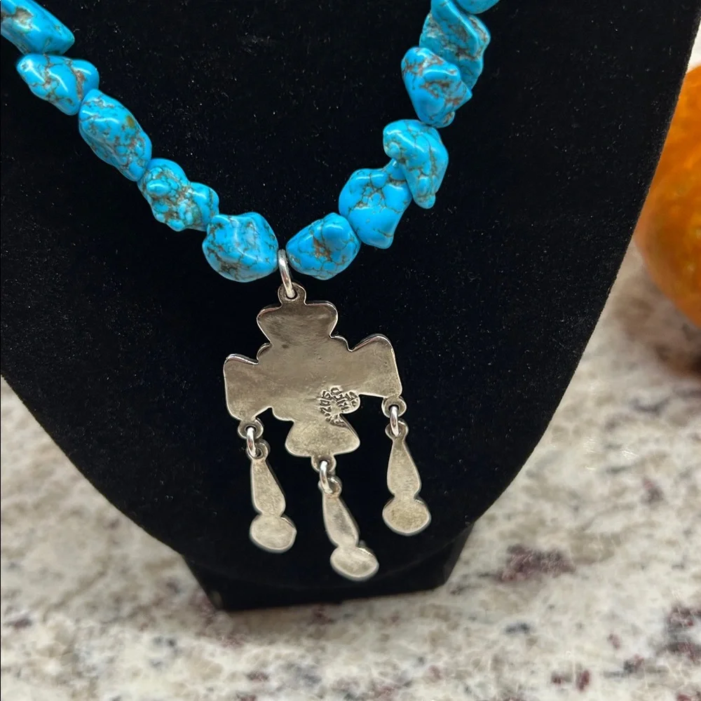 Turquoise and Sterling Necklace - Picture 4 of 6